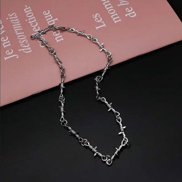 20" Womens 18K White Gold Barbed Wire Chain Necklace Silver Jewelry 18 Karat NEW - Picture 12 of 12